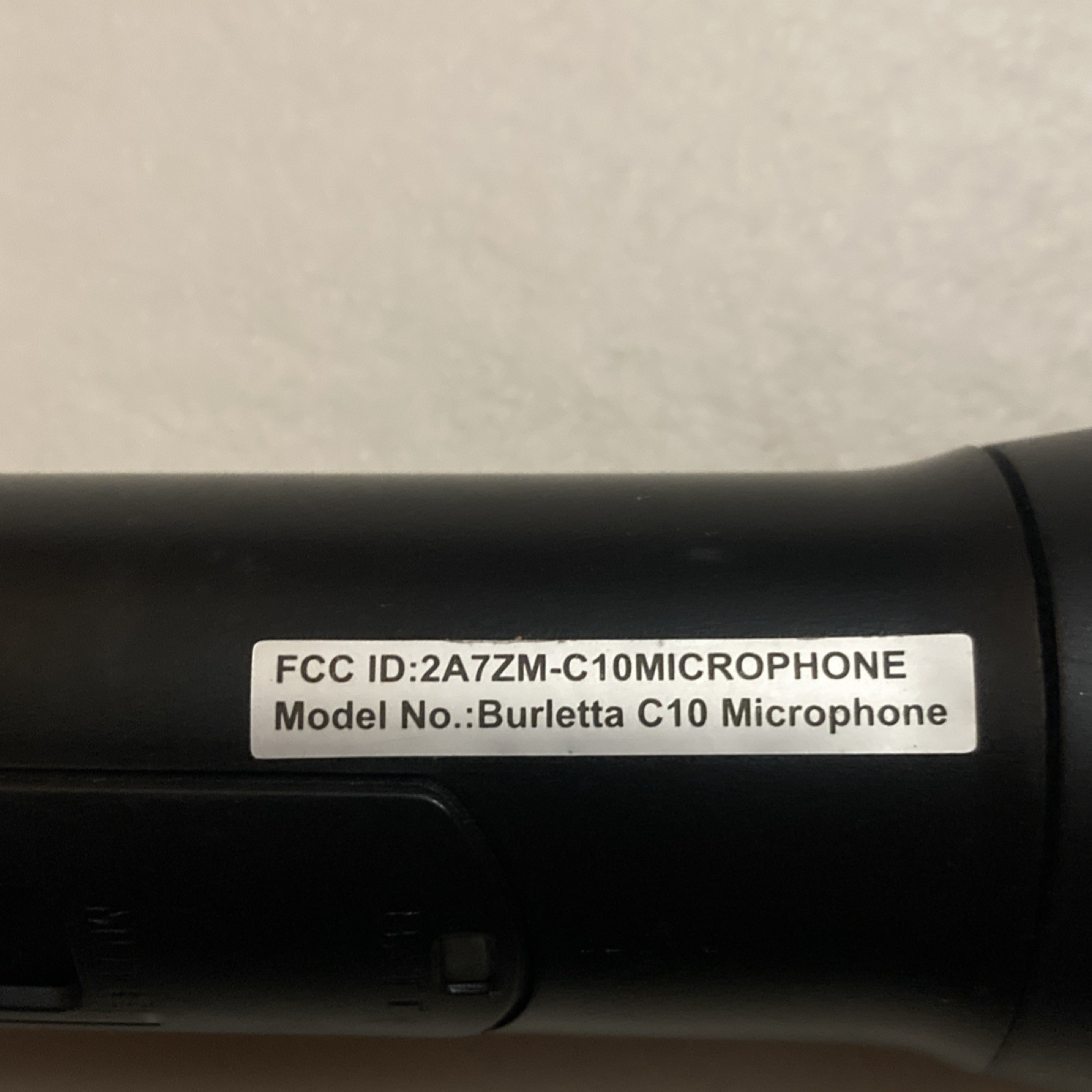 Burletta C10 Wireless Handheld Microphone Black On/Off Switch Mute Button