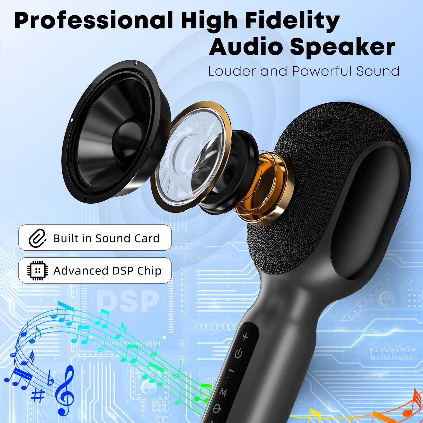 Wireless Bluetooth Karaoke Microphone, 5-in-1 Portable Handheld Mic Gray