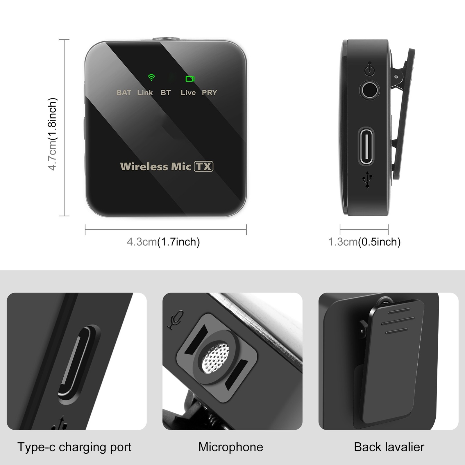 One-Trigger-One Wireless Microphone Clip-on Mic 10M Transmission Rang NIOU