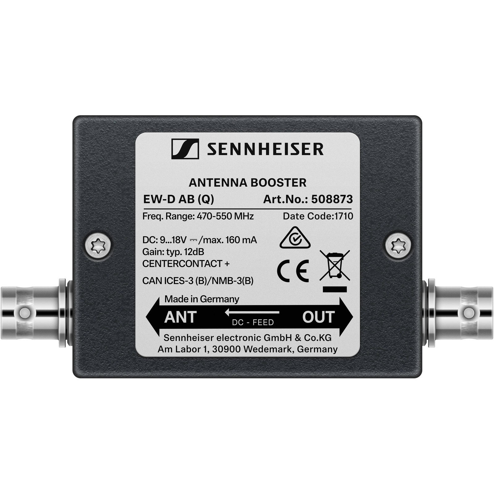 Sennheiser EW-D AB Inline Antenna Booster – Frequency Q: 470 to 550 MHz