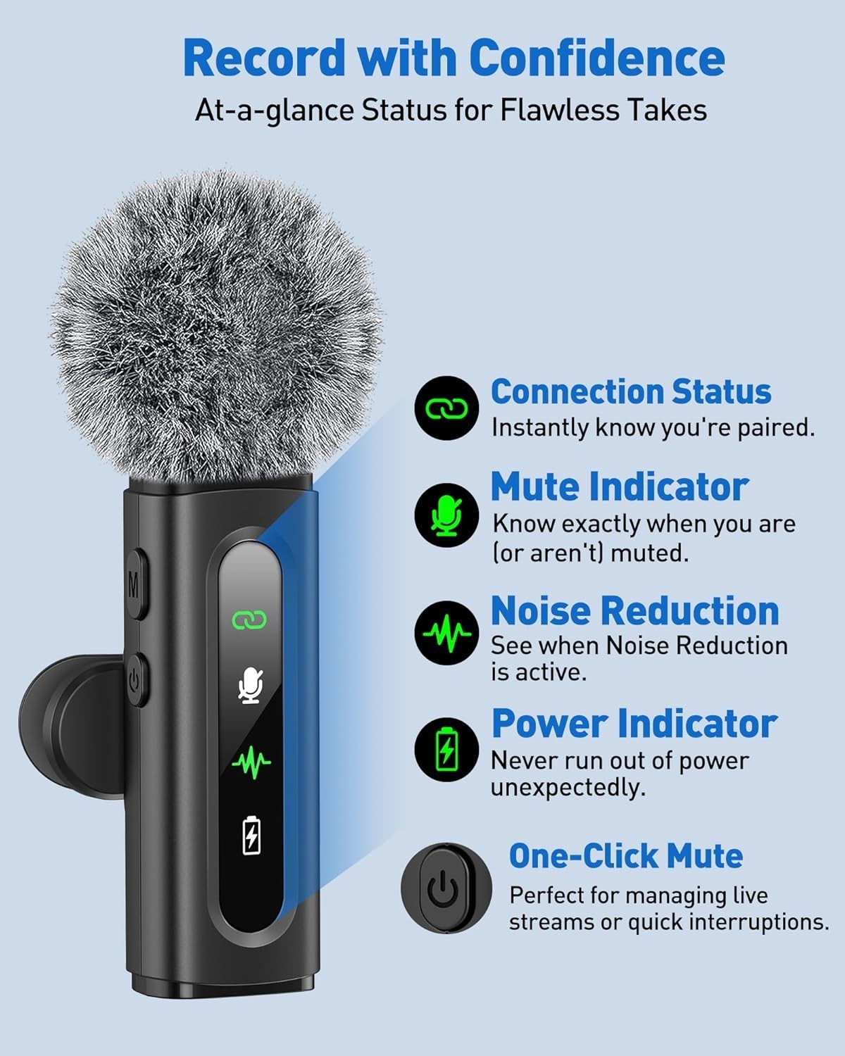 Clip-On Lavalier Microphone with Denoise Tech for Clear Audio in Any Environment