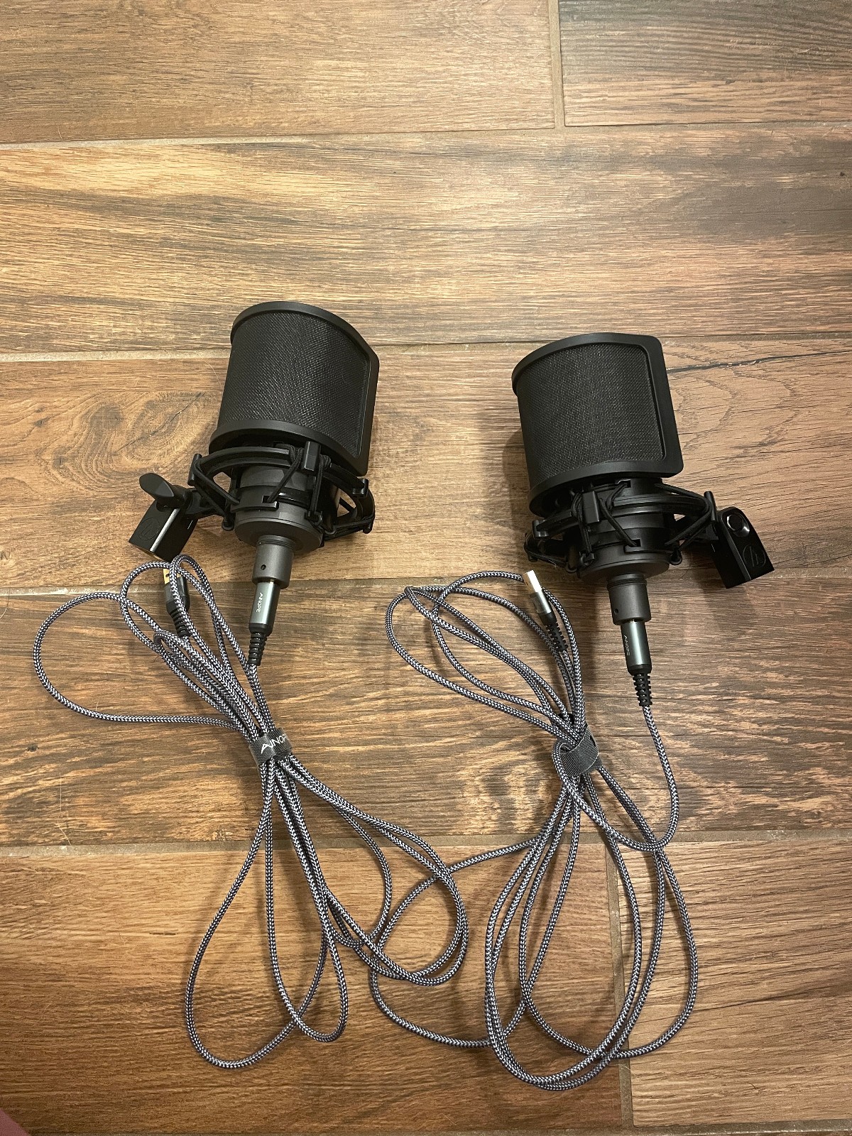 Pair of Audio-Technica AT2020USB+ USB Condenser Microphones – Black – Excellent