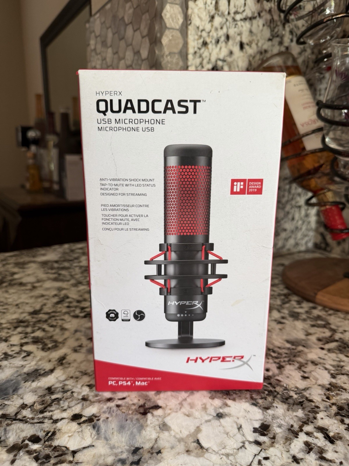 HyperX QuadCast Red LED USB Microphone Black PC MAC PS5 PS4