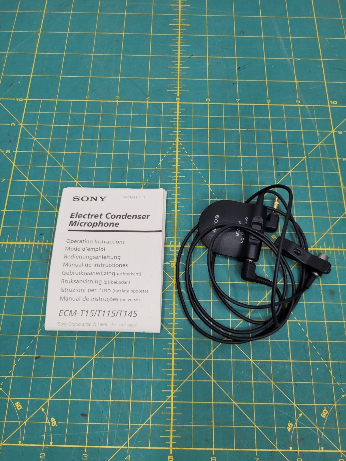 Vtg SONY ECM-T145 Tie Pin Microphone Electret Condenser Mic Mini Clip Holder