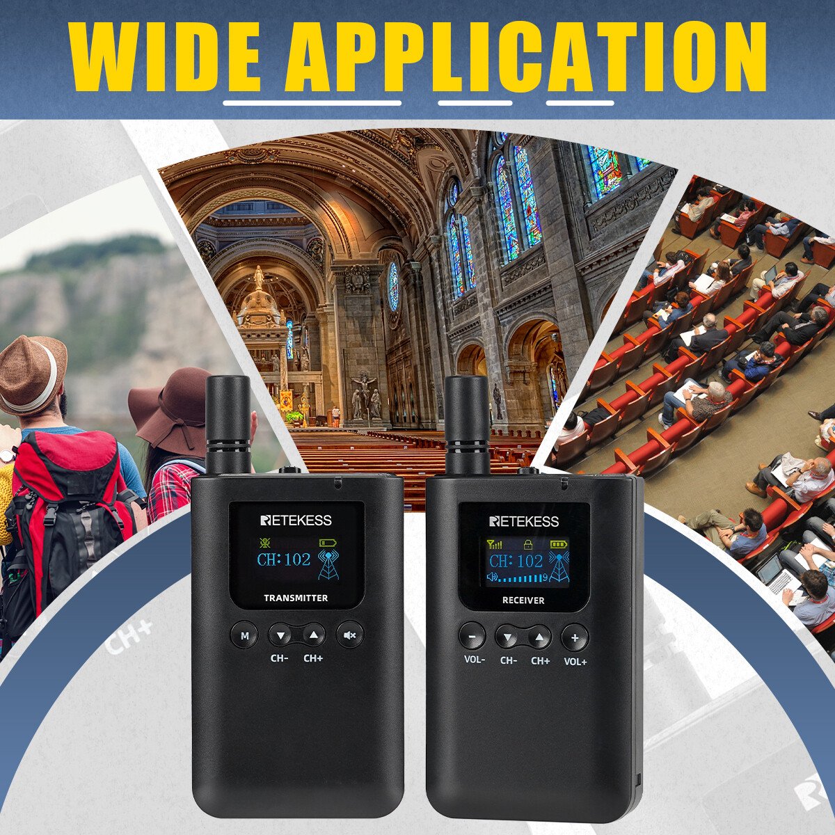 Retekess Wireless Interpretation System Mic Transmitter 10 Receivers Teaching US
