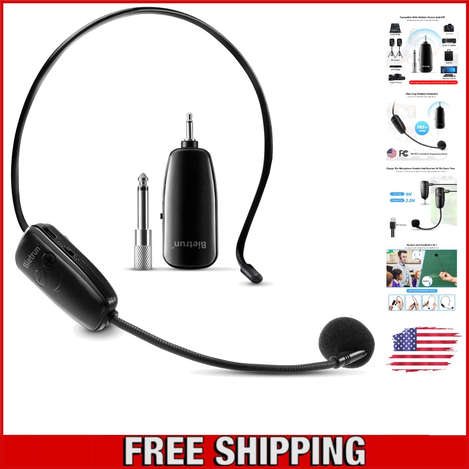 High Sensitivity Wireless Headset Mic System: 15 Channels & 120dB Noise Ratio