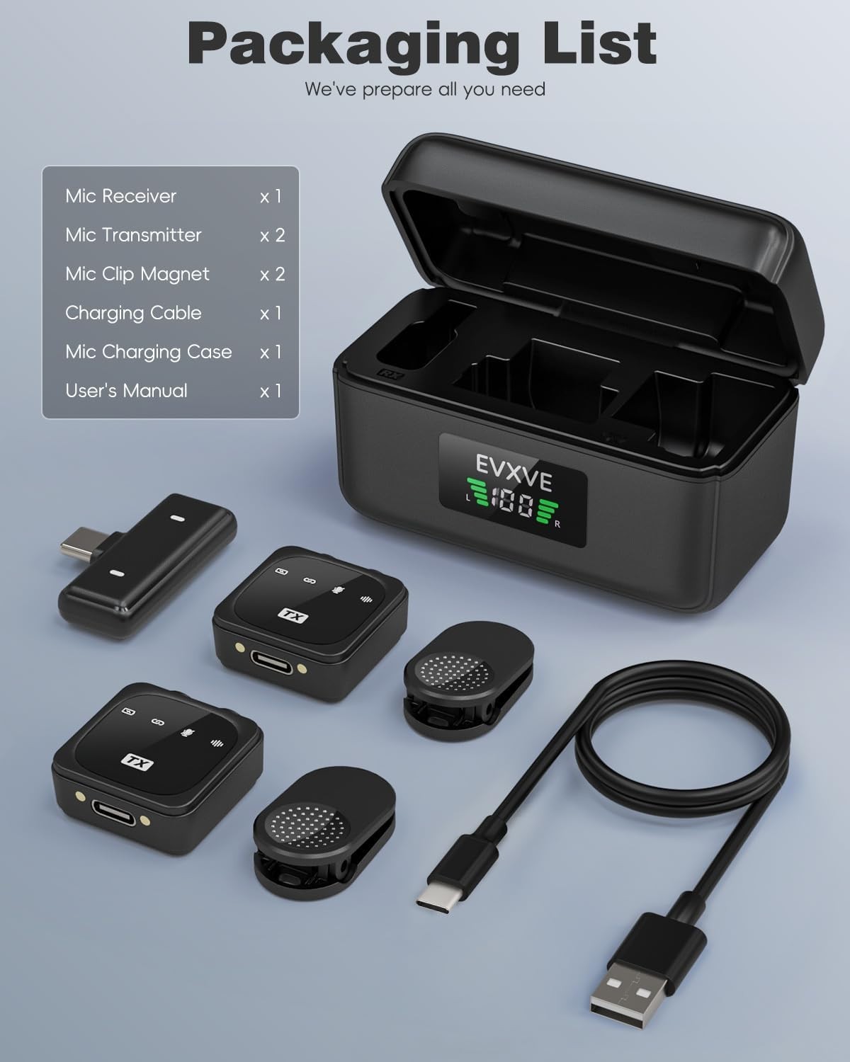 Wireless Lavalier Microphone for iPhone/Android with Type-C Plug, 48KHz