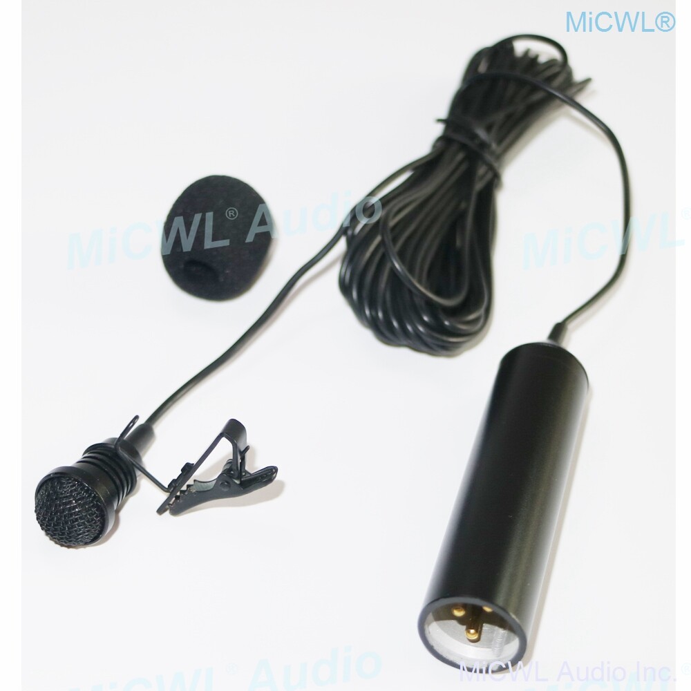 Cardioid Lavalier Microphones 5m Cable Condenser Tie Clip Mics XLR 3Pin Phantom