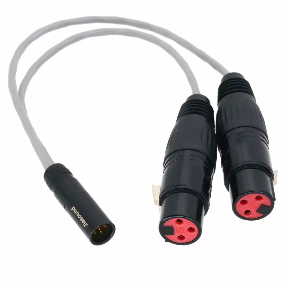 Mini XLR 5P TA5M to Dual Large XLR Female 3Pin 8” L-2B2AT Microphone Audio Cable