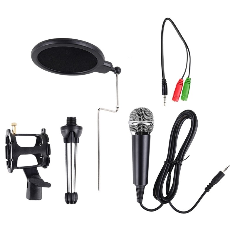 Condenser Mic Kit with Adjustable Mic Stand for Live Broadcasting & Recording