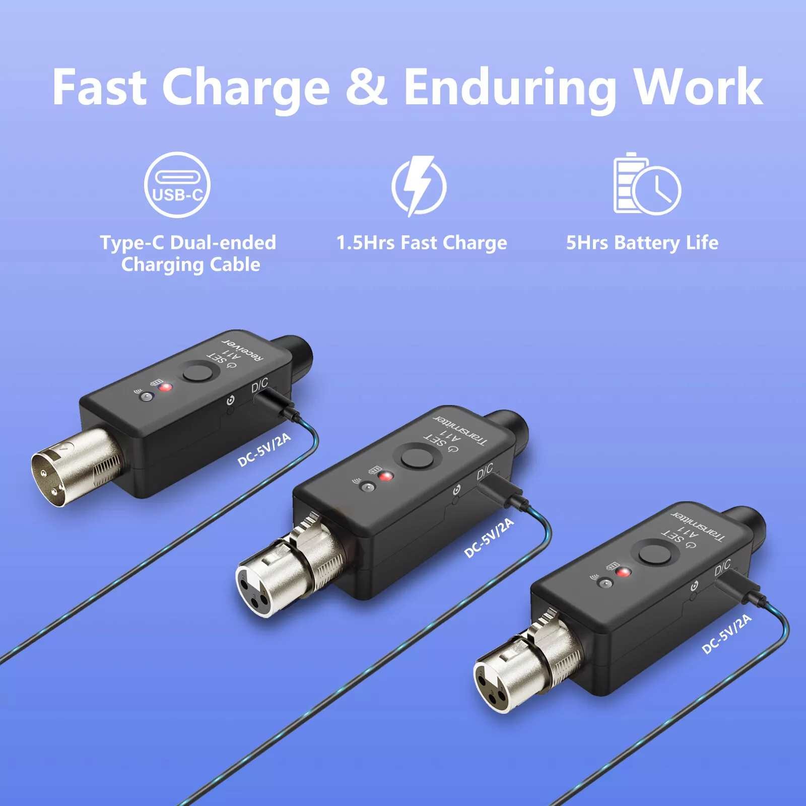 Microphone Transmitter&Receiver XLR Adapter 30M Stable Transmission Distance