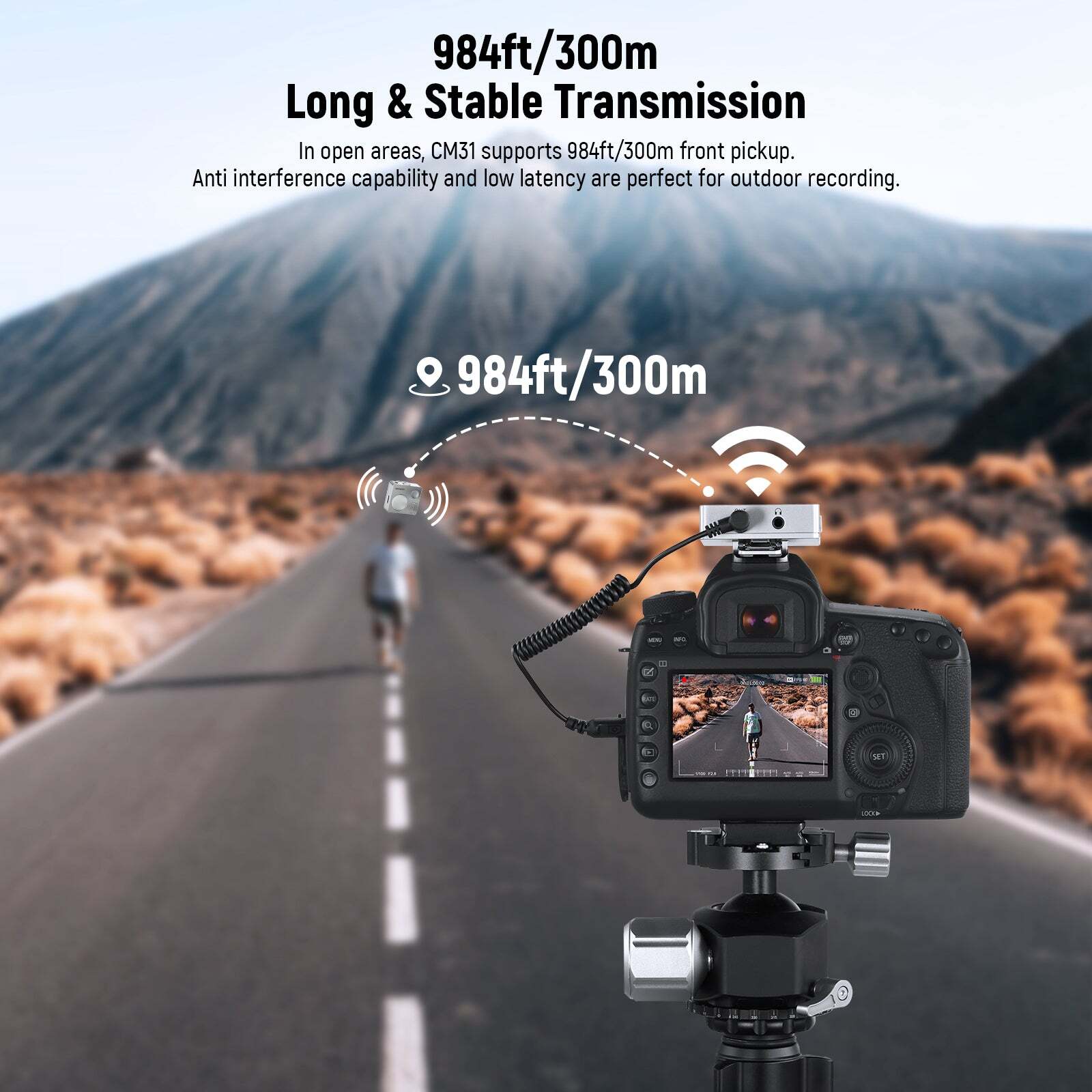 CM31 984ft Transfer Wireless Lavalier Microphone System for Camera 3.5mm 8GB Mem