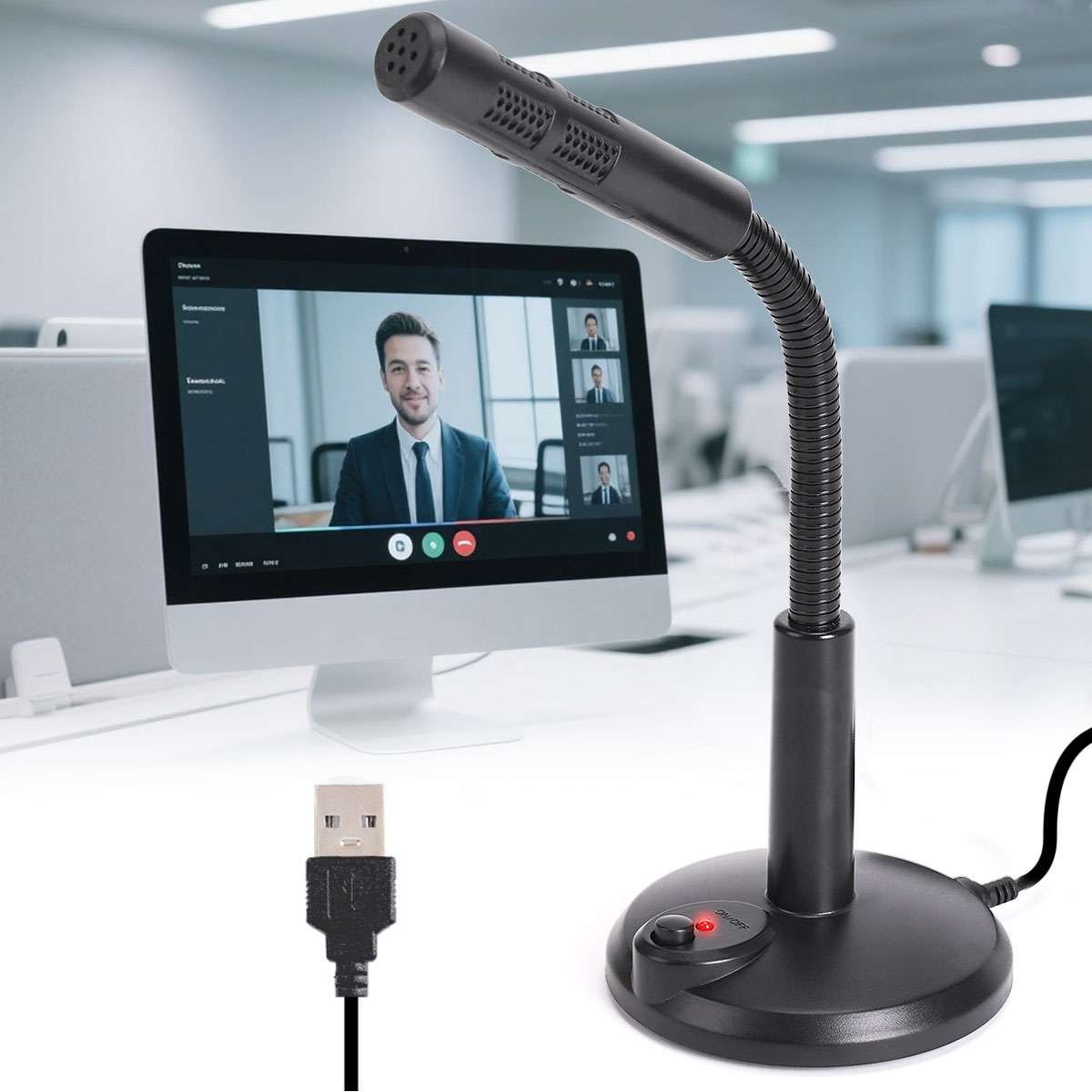 Mini Condenser Microphone USB Stand Recording Mic For PC Desktop Laptop Computer