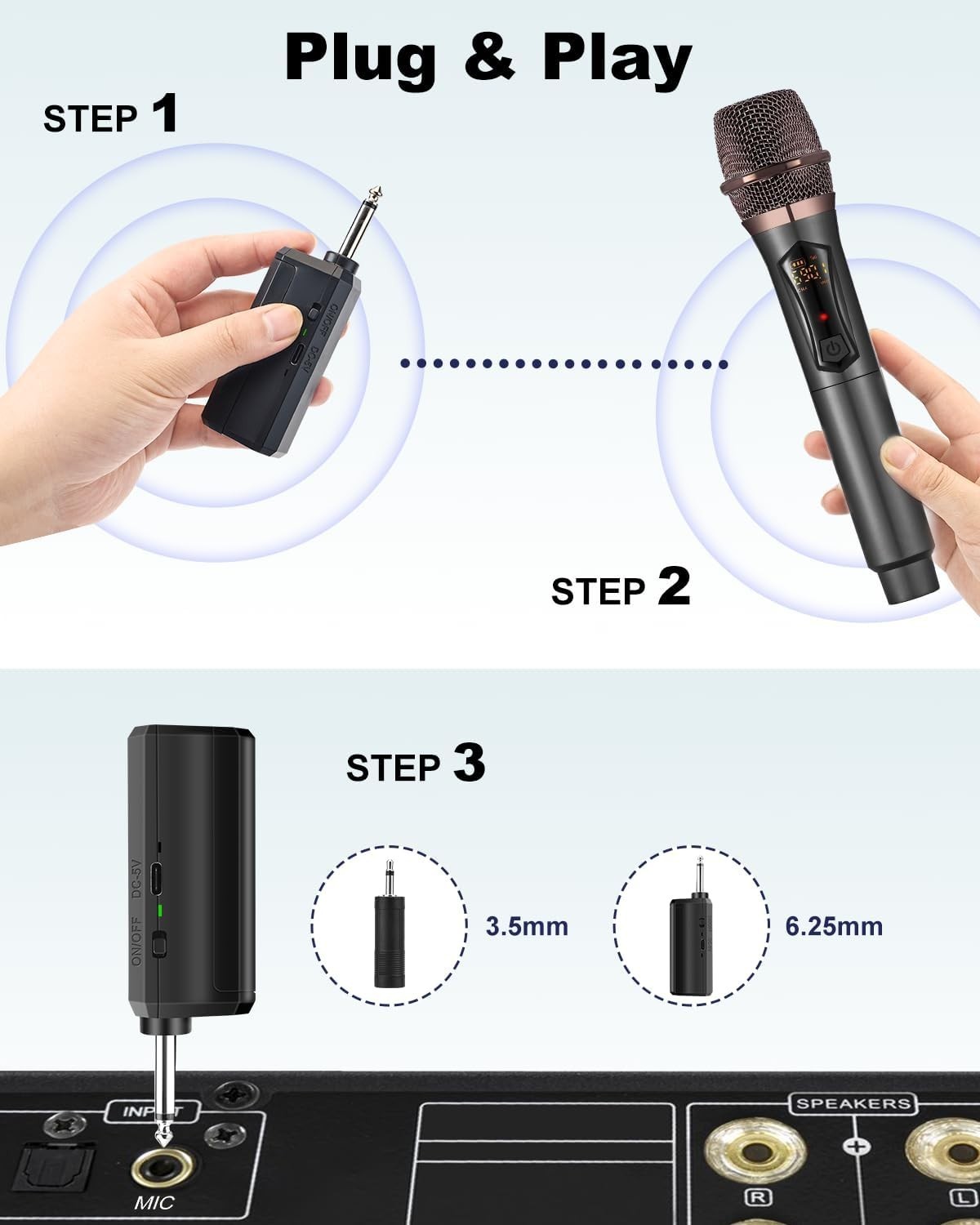 Professional Wireless Microphone System: Rechargeable, Easy Setup, 200ft Range