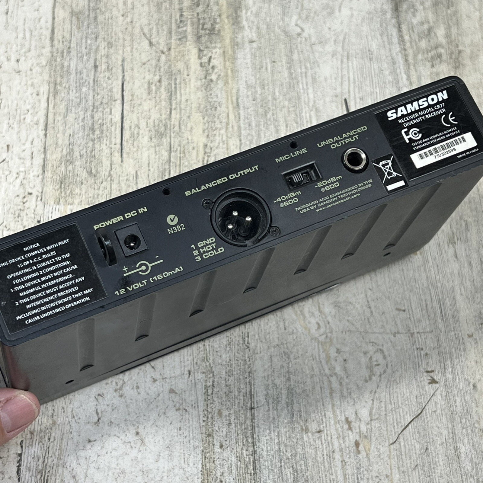 Samson CR77 Ch K3 Wireless UHF Diversity Receiver w/ Power Supply