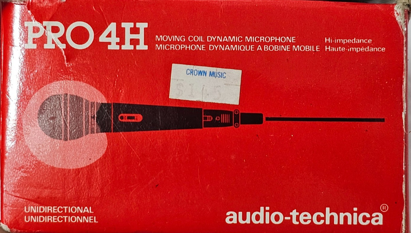Audio-Technica PRO 4H Dynamic Microphone w Box Cable 16ft Tested Works