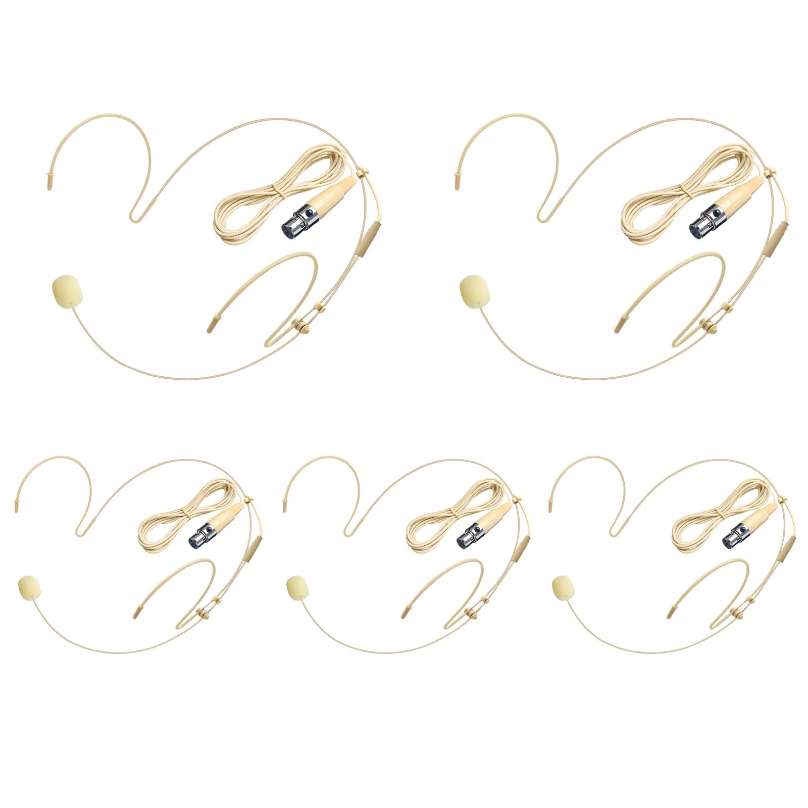 5 Pack Headset/Headworn Microphone Double Over Ear Earset Micophone for Singing