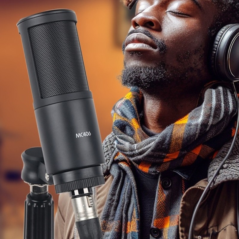 MC406 USB Condenser Microphone For Clear Auditory Recording 360 Degree Rotation