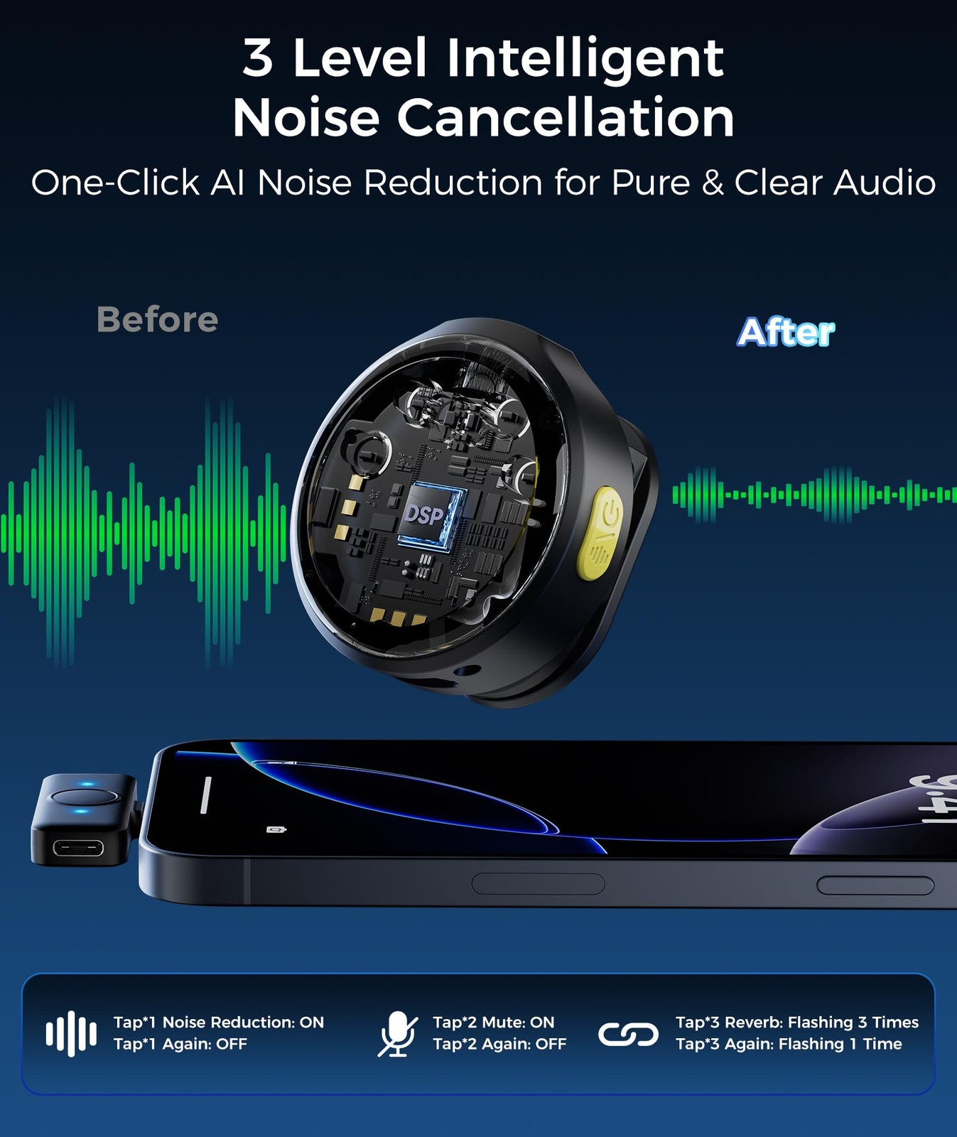 Wireless Lavalier Microphone for iPhone & Android Phones, Noise Reduction & H…