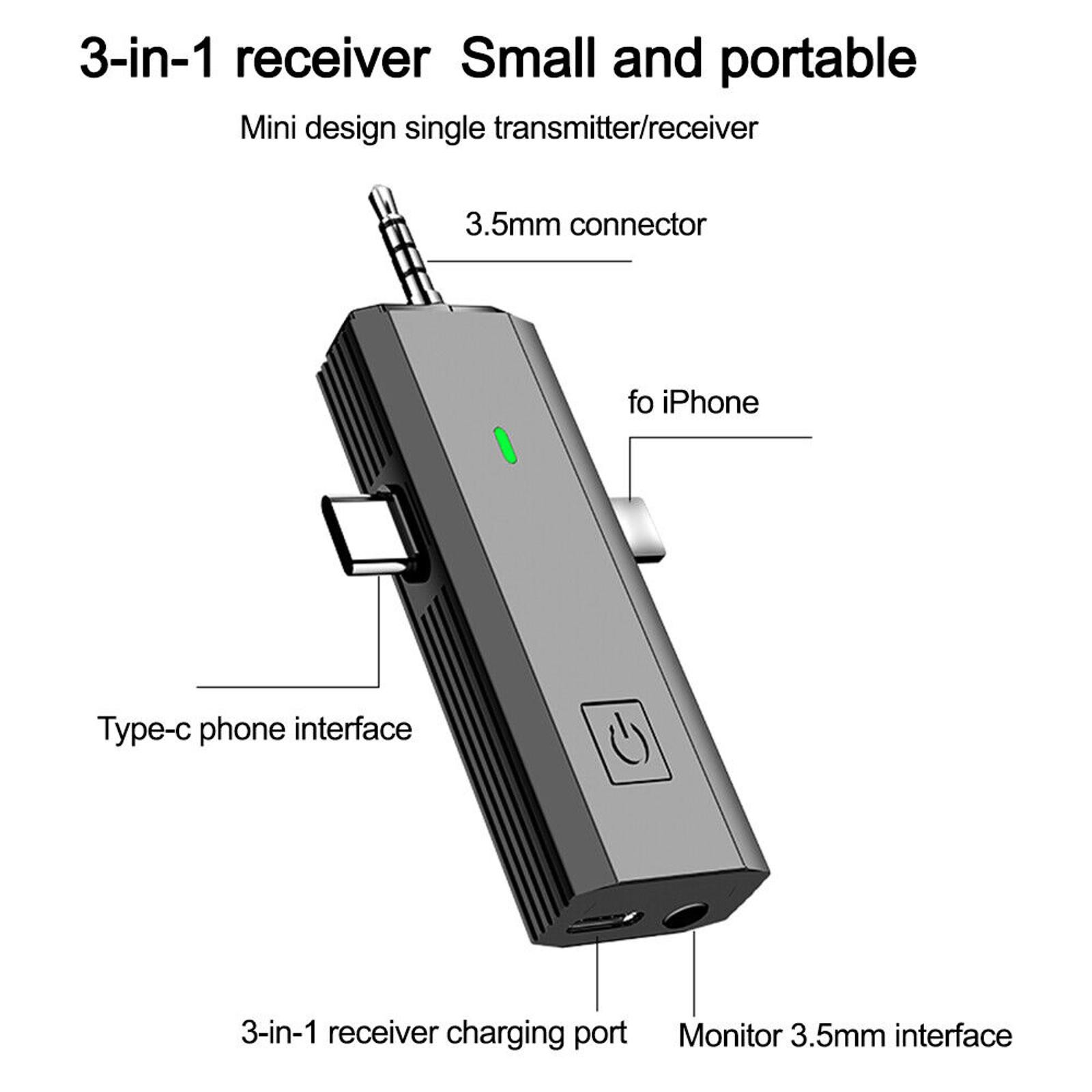 Wireless Lavalier Microphone Noise Reduction Audio Video Recording Mic 3 in 1 s