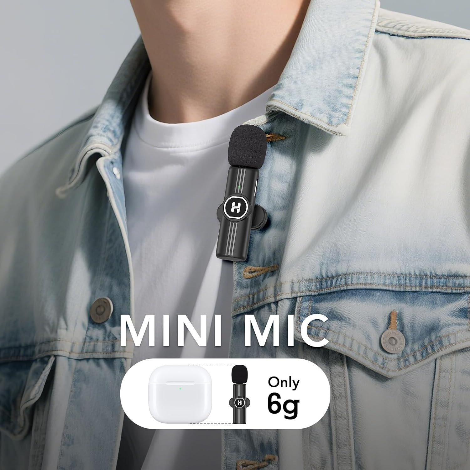 Mini Wireless Lavalier Microphone for iPhone, iPad, Android Phone – Noise Red…