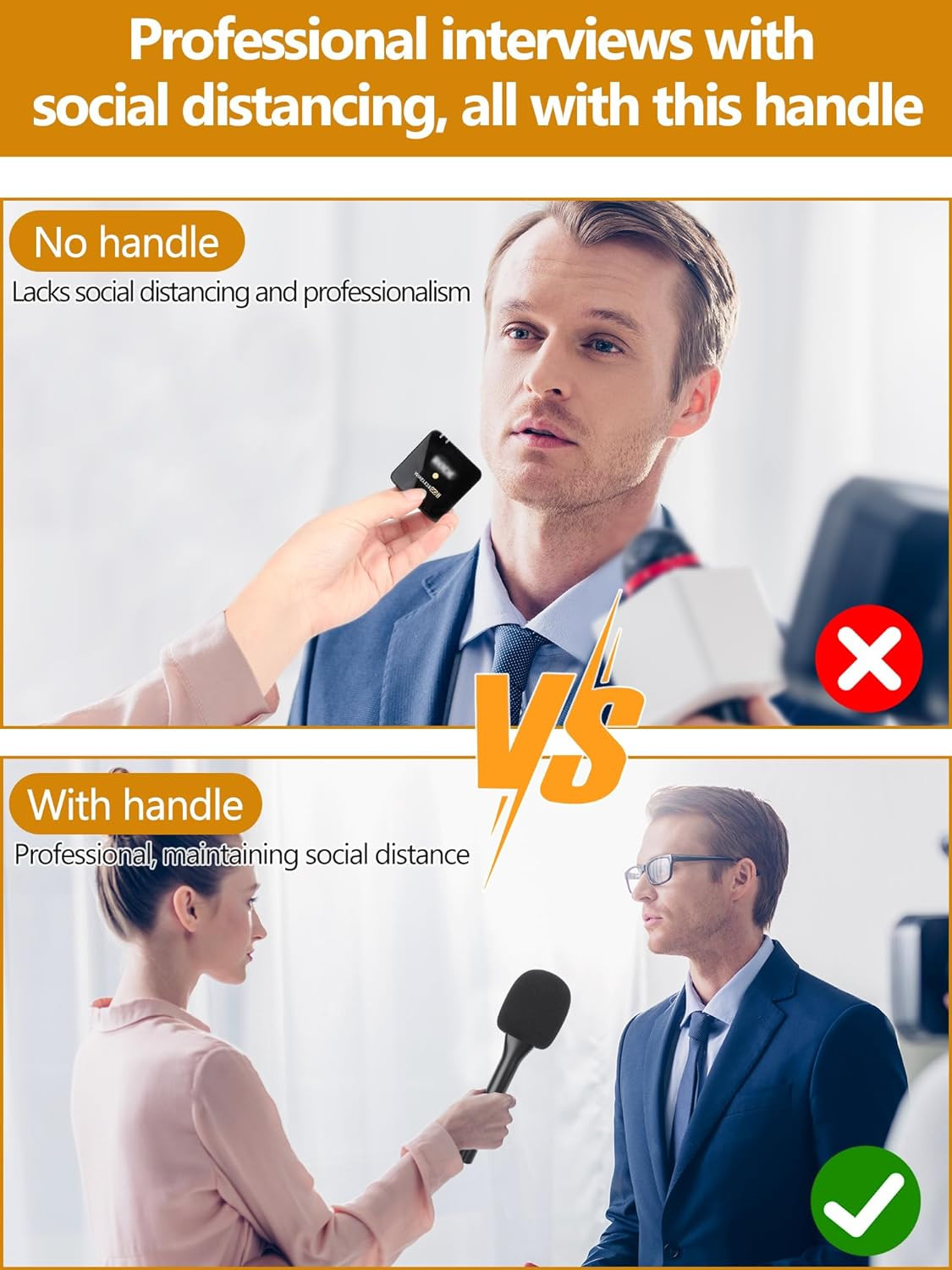 Interview Microphone Handheld Adaptor for Rode Wireless Go II/Wireless PRO/Wirel