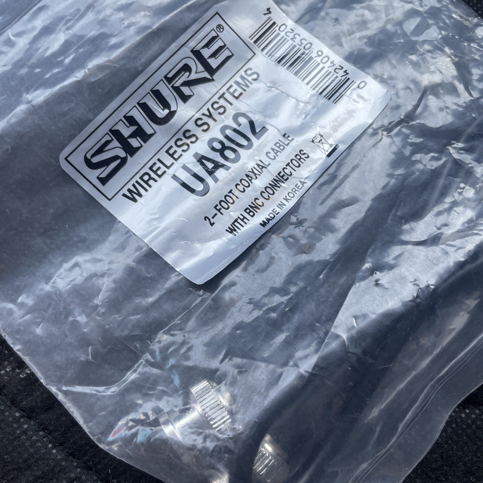 ✨Shure UA802 95K2035(14) 2-Foot Coaxial Antenna Cable With BNC Connectors. NEW!!