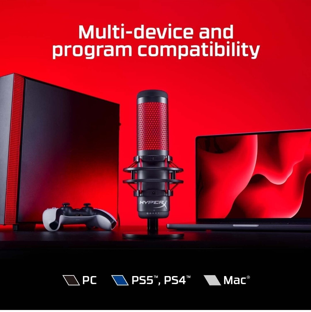 HyperX QuadCast Wired Multi-Pattern Condenser Microphone with Dynamic RGB…
