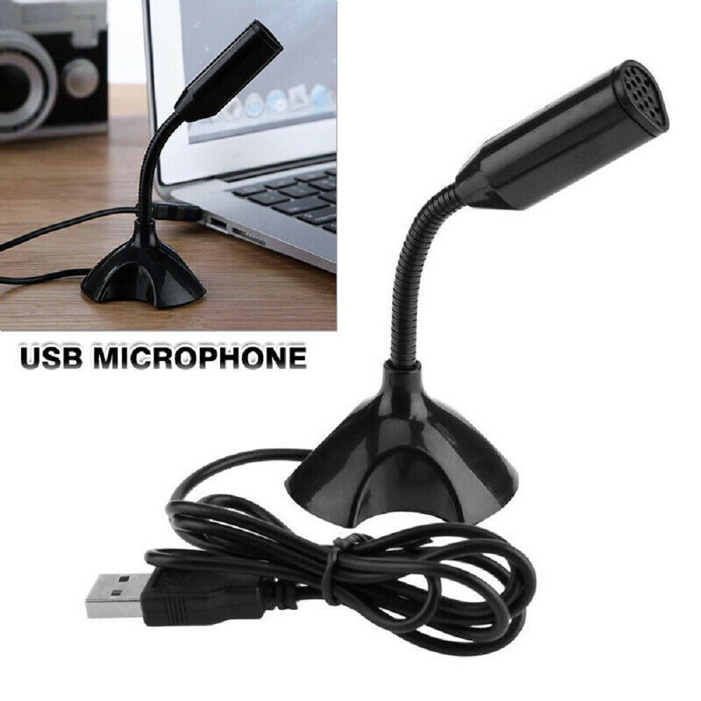 USB Computer Mini Condenser Microphone Stand Recording Mic For Desktop PC/Laptop