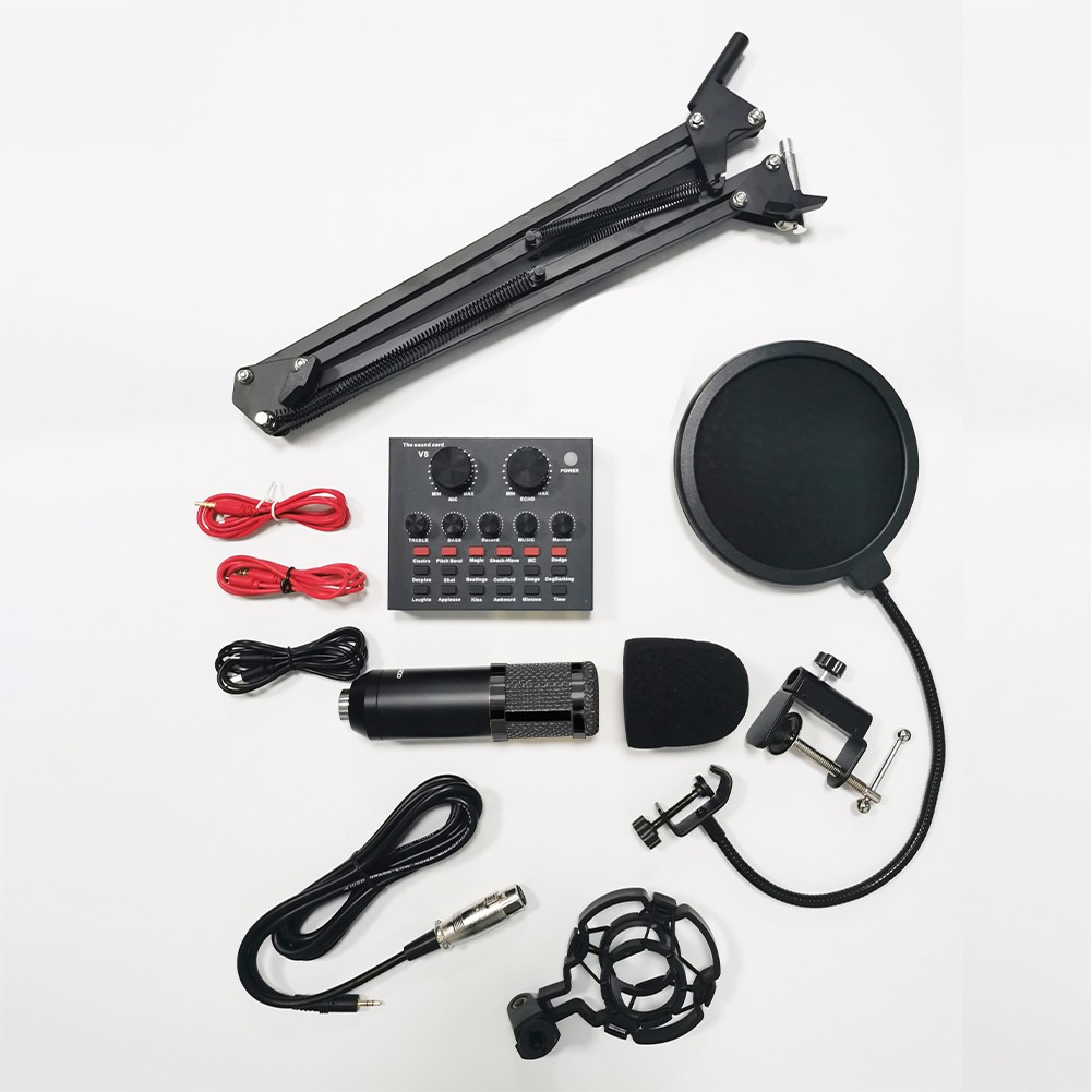 Podcast Equipment Bundle Home Studio Recording Kit Music Mixer Headphones BM-800