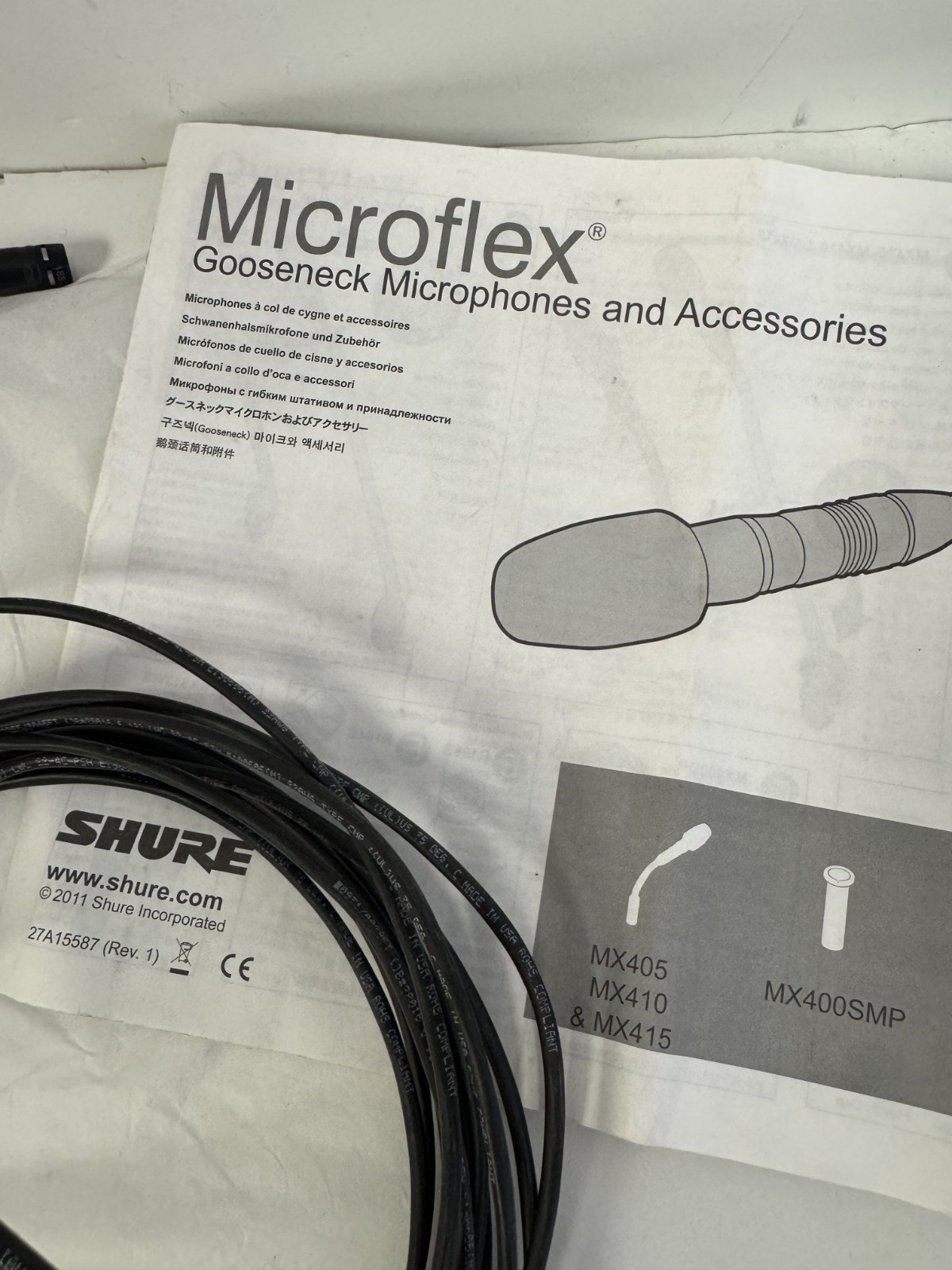 Shure MX405 Cardioid Condenser Microphone 5″ Gooseneck + MX400SMP + Accessories