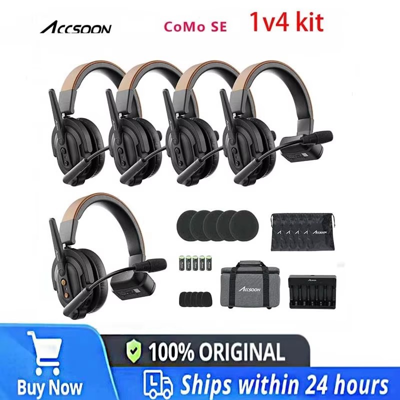Accsoon CoMo SE 400m 2.4G Full Duplex Wireless Intercom Headset System 5-Person