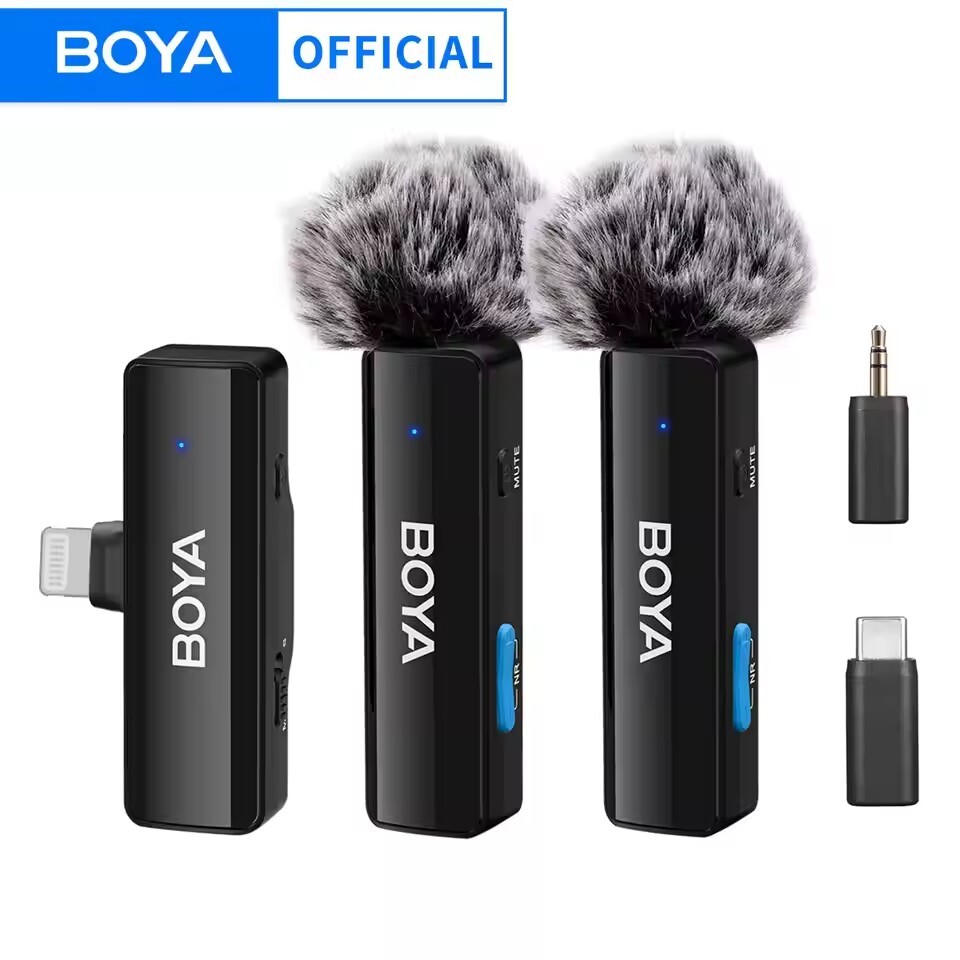BOYA BOYALINK A2 Wireless Lavalier Microphone Mini Lapel Mic for iPhone Camera