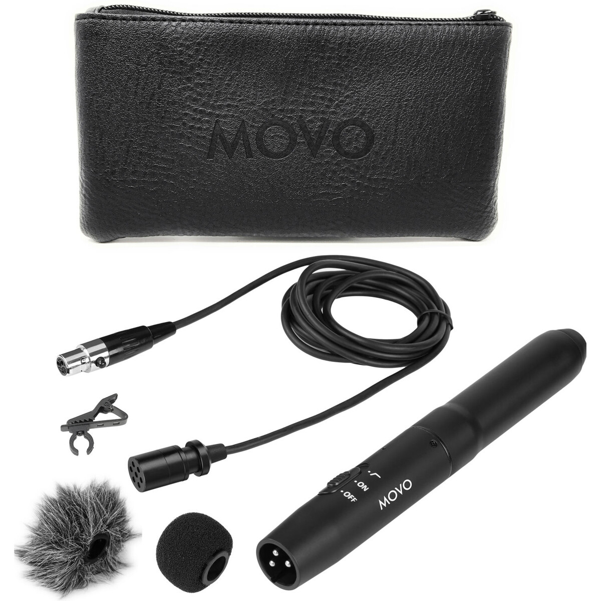 Movo Photo LV11C XLR Cardioid Condenser Lavalier Mic with Phantom Power Supply