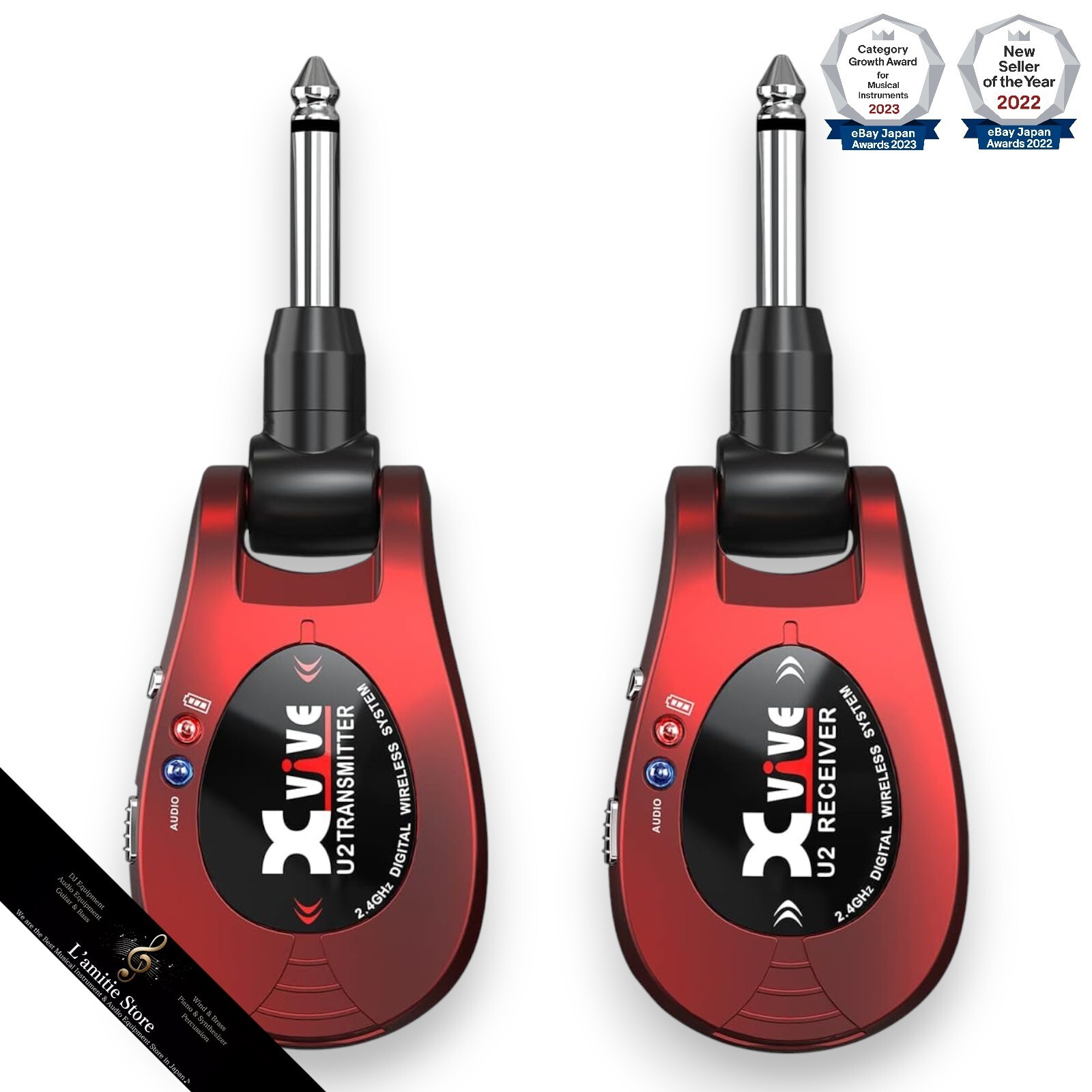 Xvive X-Vibe U2 Wireless Guitar System XV-U2 Red JP 2.4GHz Audio Limited New