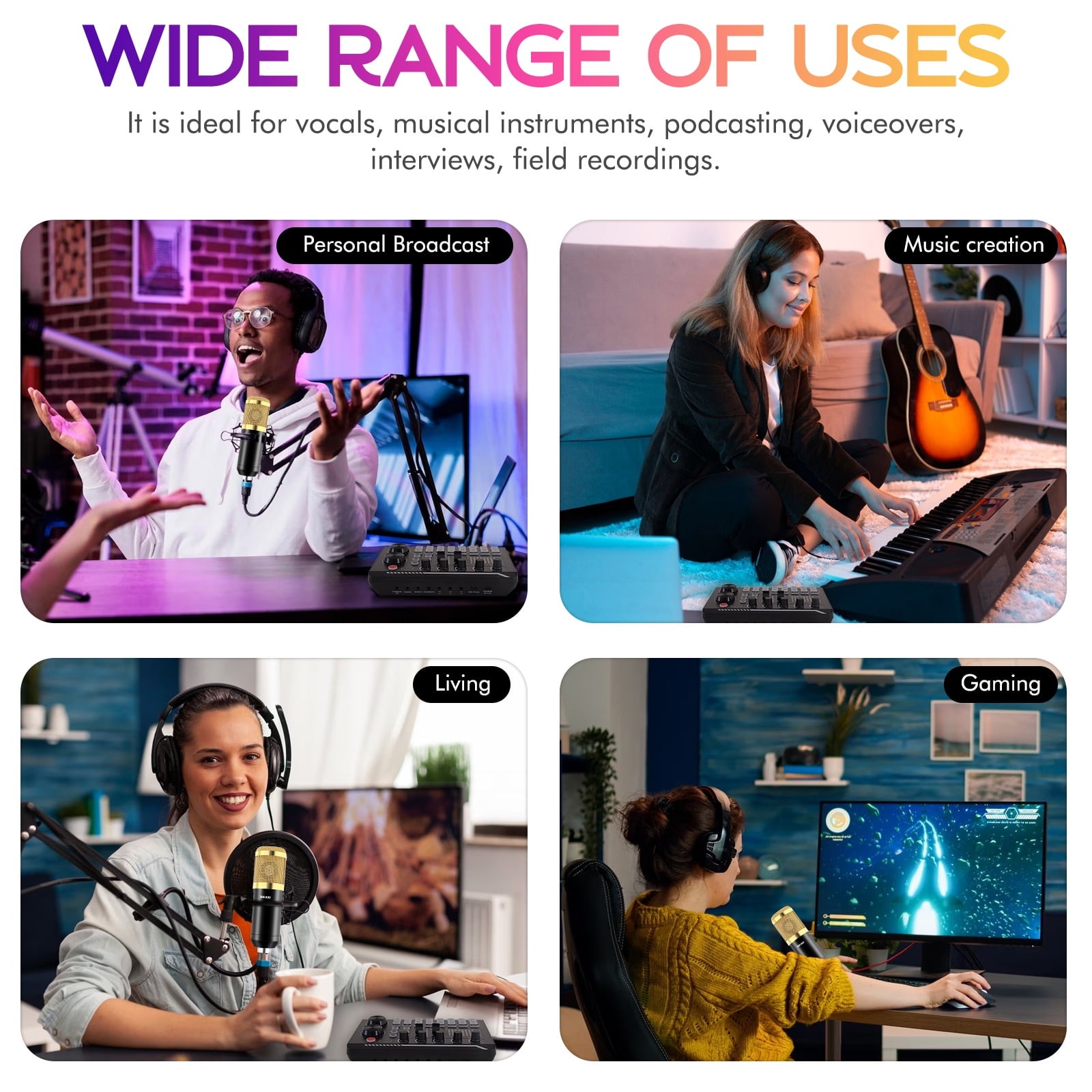 BM-800 Condenser Microphone Bundle – Podcast Mic with Voice Changer for Streamin
