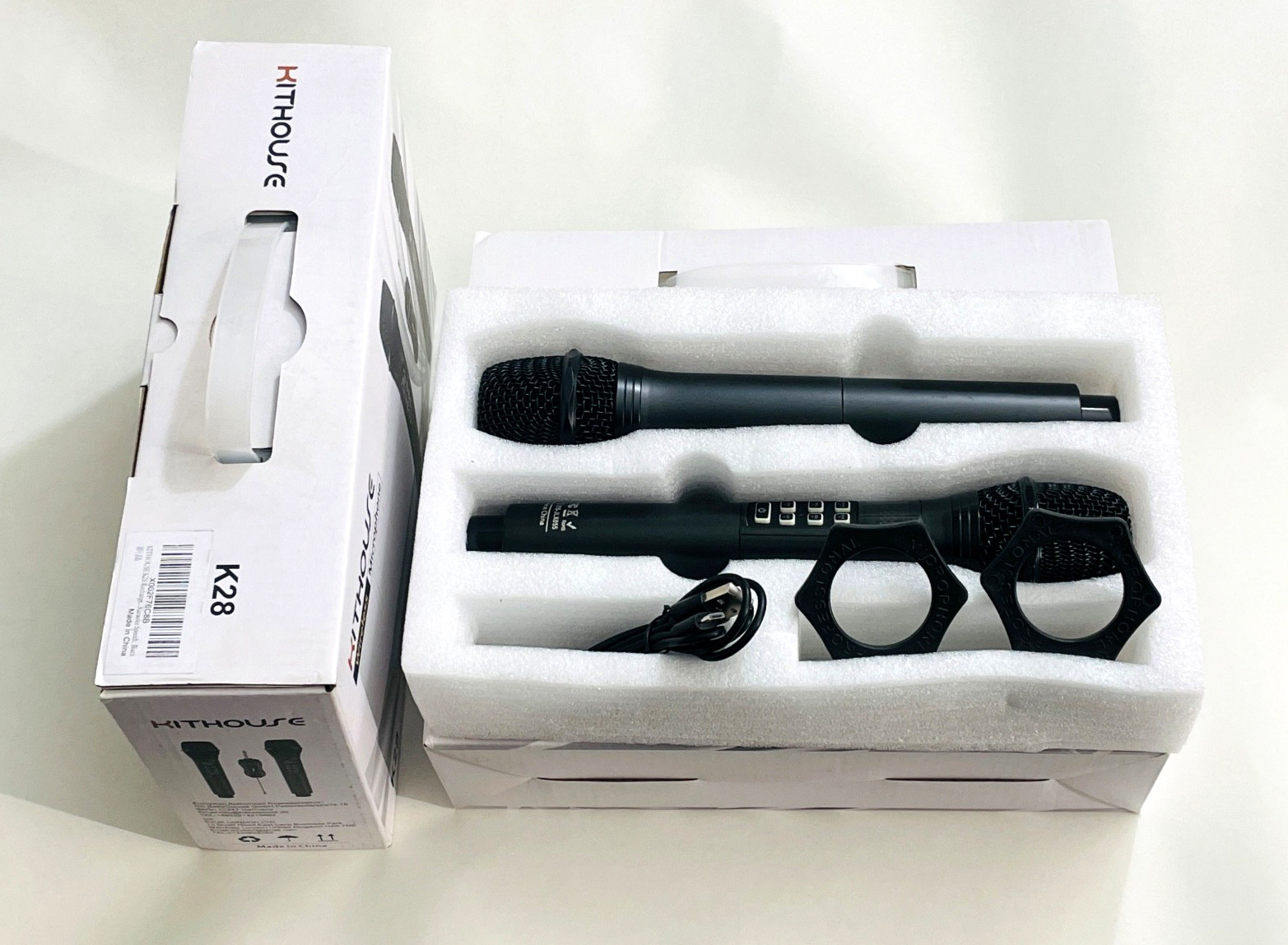 2x K28 Rechargeable Wireless Microphone Karaoke Cordless (1) Volume Control