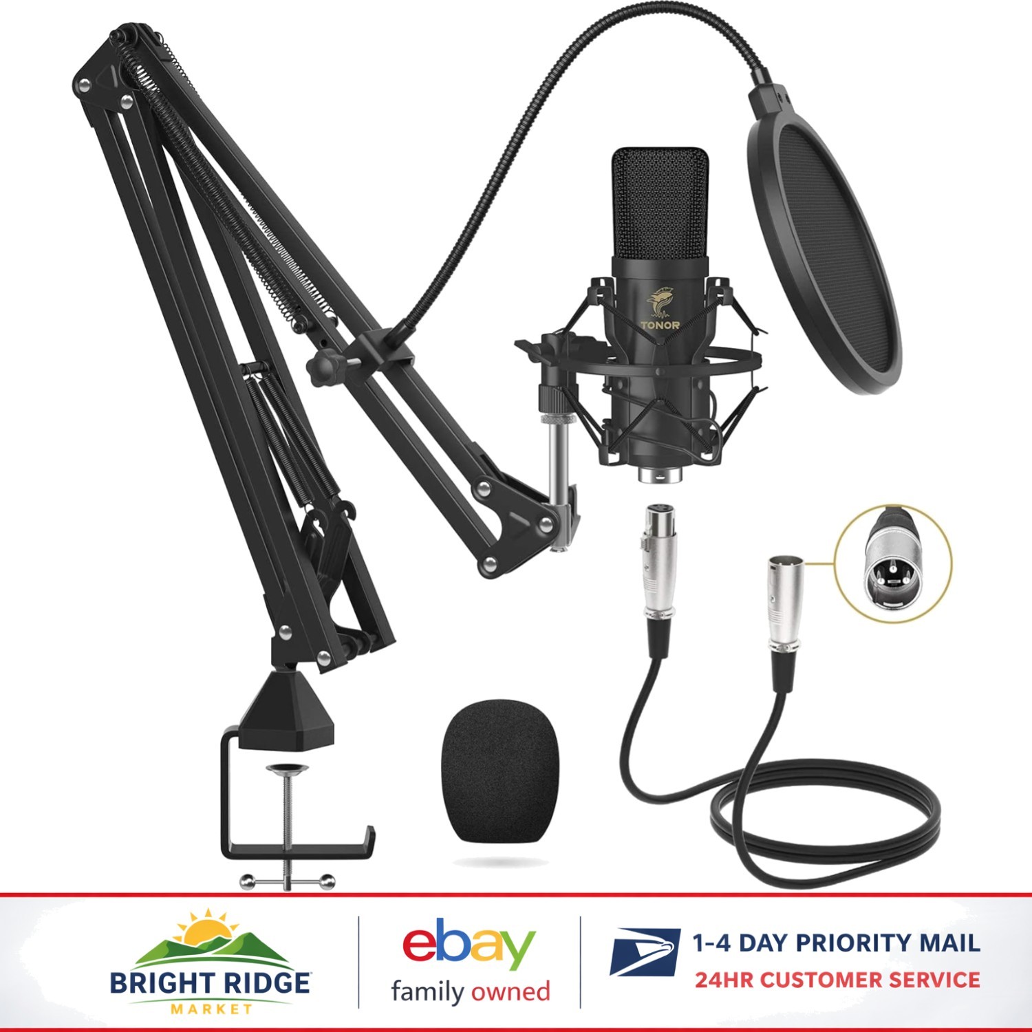 Professional Recording Microphone with Accessories for Podcasting and Voice Work