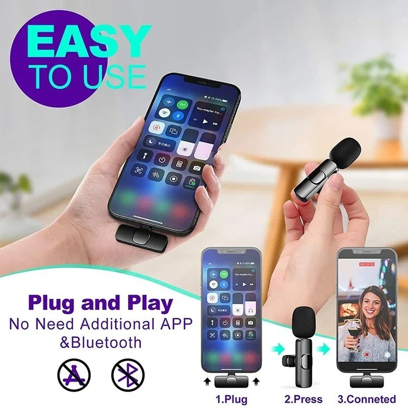 Lavalier Wireless Bluetooth Mic – Portable Mini Microphone for Type-C