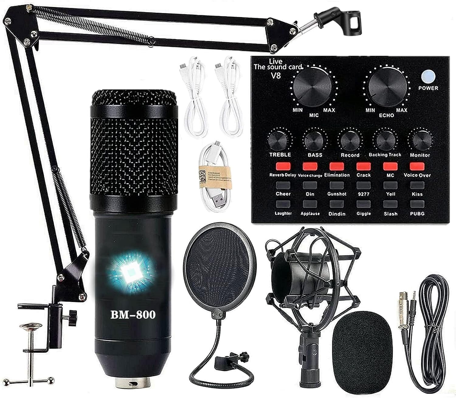 Versatile Podcast Equipment Bundle with Adjustable Scissor Arm & Sound Effects