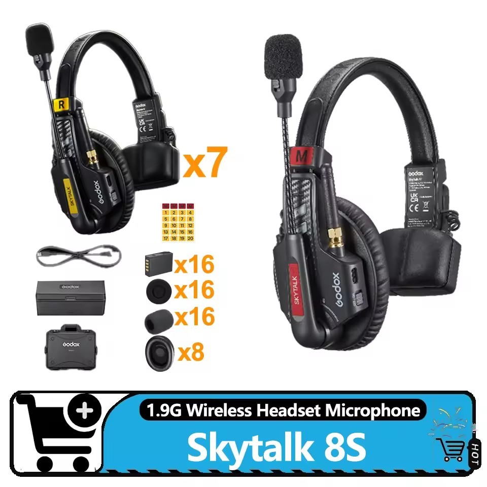 Godox Skytalk 8S 350m 1.9G Wireless Full-Duplex Intercon Headset System 8-Person