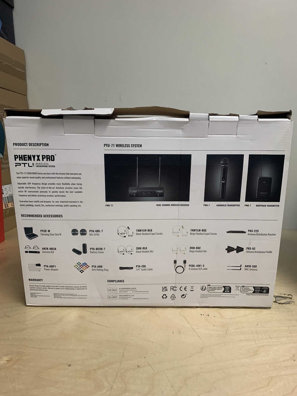 Phenyx Pro PTU-71 2B UHF Dual-Channel Wireless Headset Microphone System USED