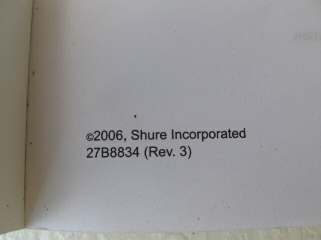Shure SLX Wireless Systems User Guide c2006 27B8834 Rev 3 manual