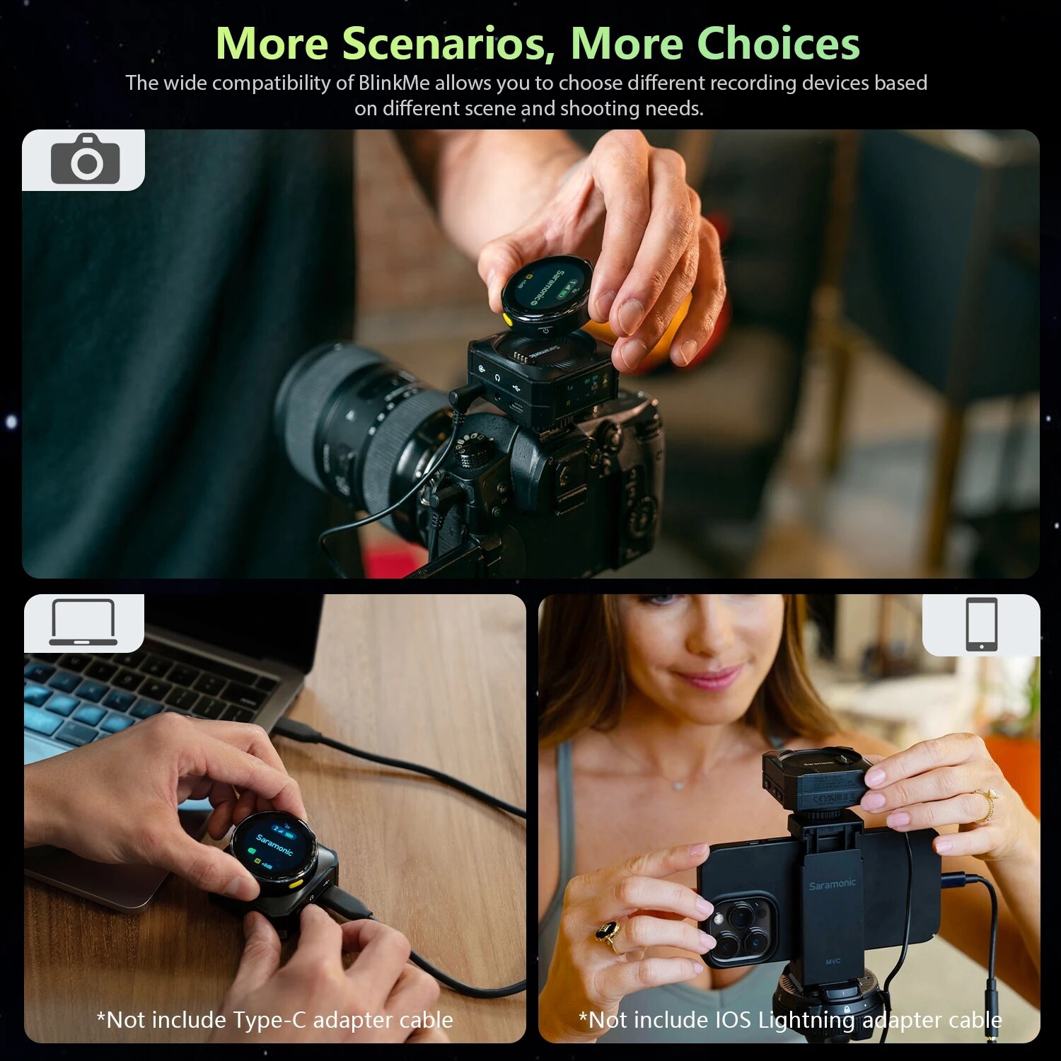 Saramonic BlinkMe B2 2.4g Wireless Microphone System 2*Transmitter Touch Screen