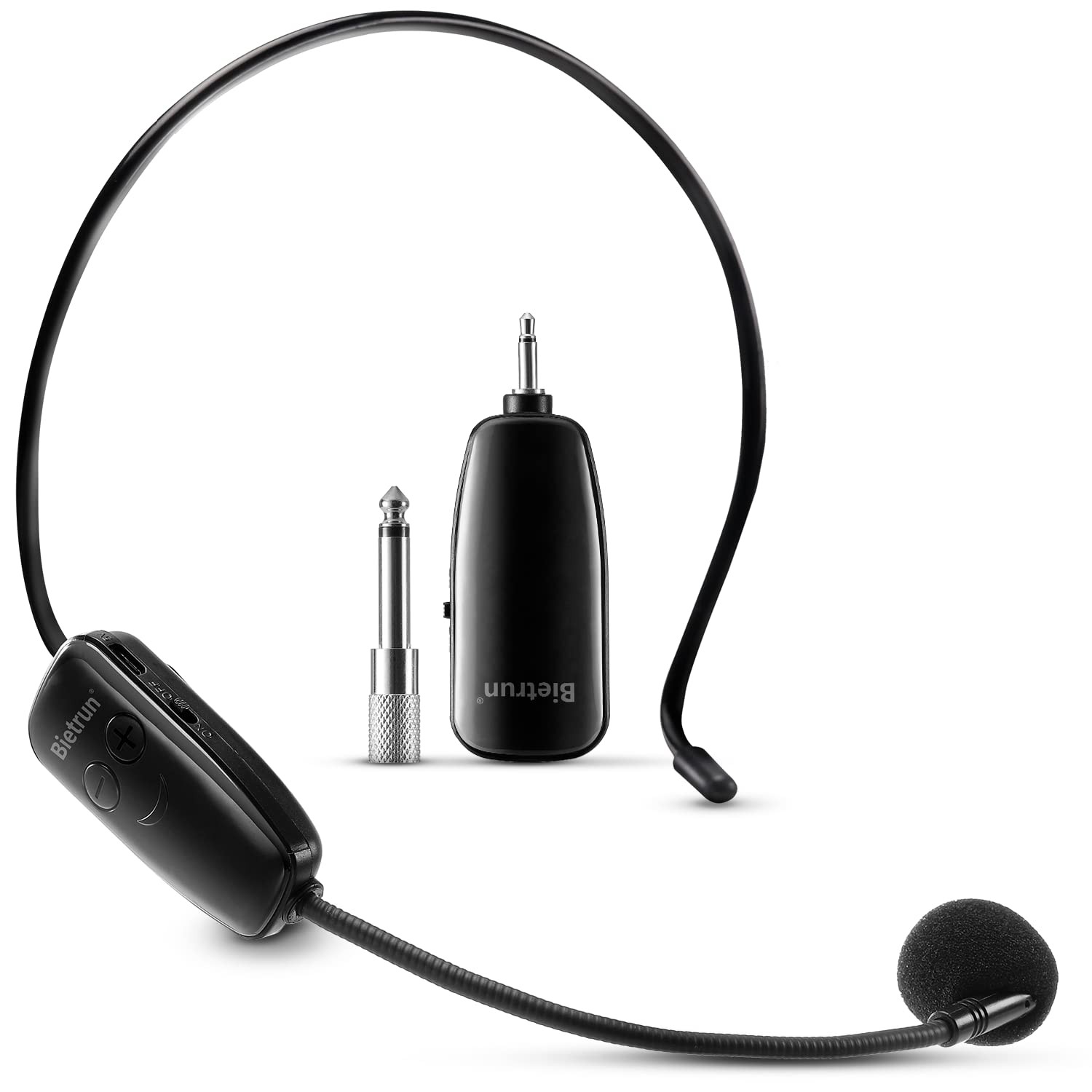 Wireless Microphone Headset, UHF Wireless Headset Mic System, 160Ft Range,1/8”