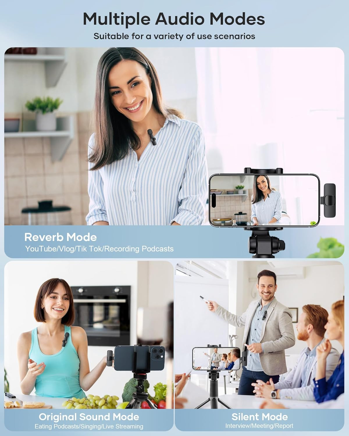 2 Pack Wireless Lavalier Microphone for Iphone Ipad and Android Phone, Lapel Mic