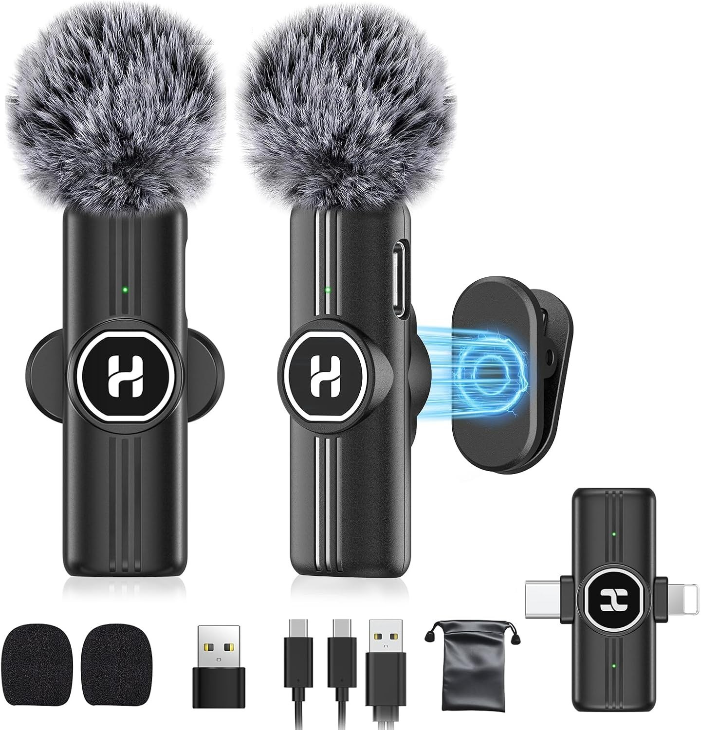Mini Wireless Lavalier Microphone for iPhone, iPad, Android Phone – Noise Red…