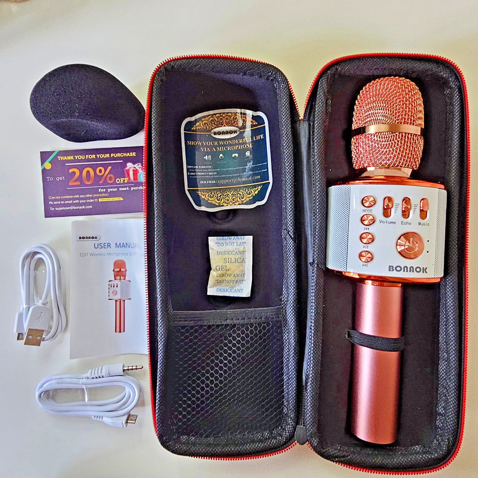 Bonnok Wireless Karaoke Microphone & Hifi Speaker Rose Gold