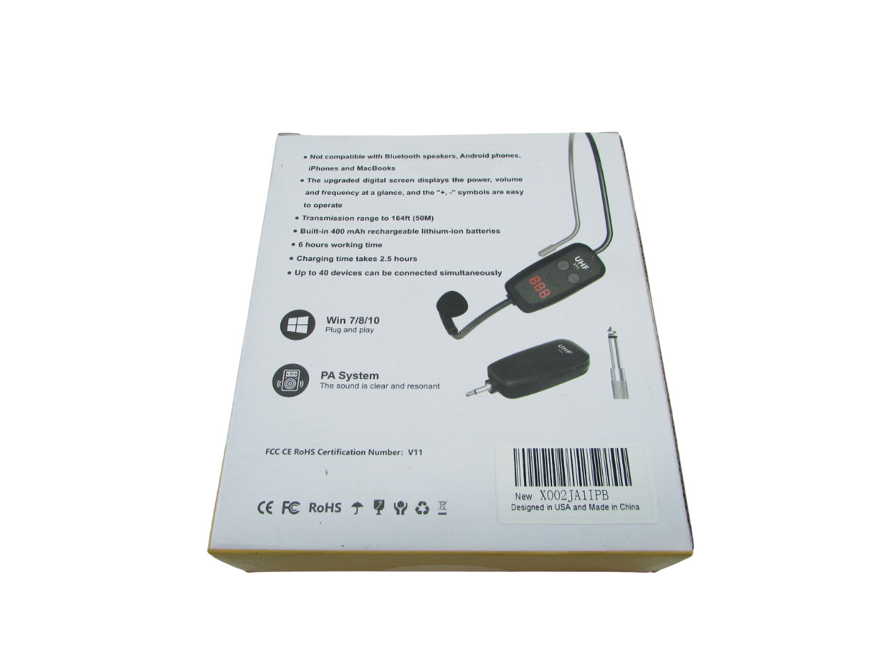 New UHF Wireless Microphone Headset with LED Display for Public Speaking/Fitness