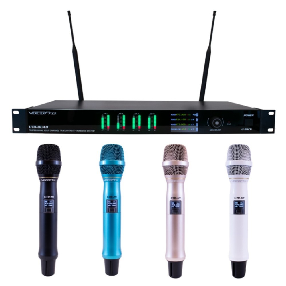 VOCOPRO UTD-QUAD-VIVID 4 Multi-Color Handhled Wireless Microphone System
